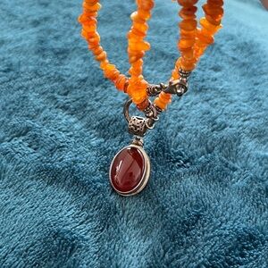 Sterling Silver Carnelian Beaded Choker Necklace